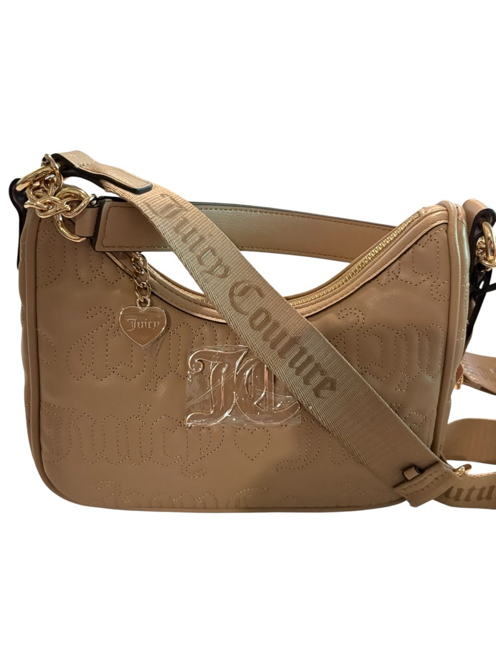 Juicy Couture Beige Crossbody Shoulder Bag with Branded Strap